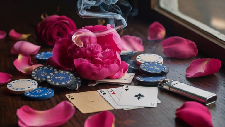 poker creates smoky floral art